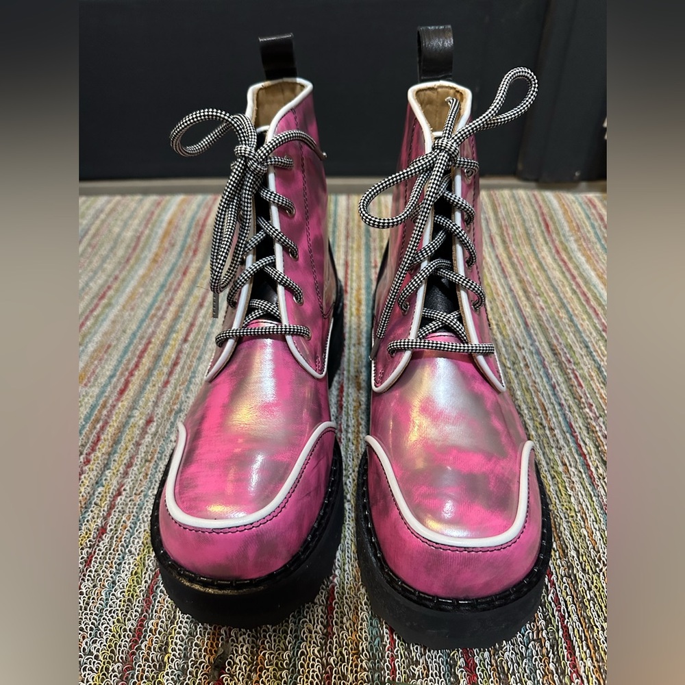 Fluevog NEW IN BOX F-Shoe Hi Revna metallic pink/silver platform boot - 8/8.5 - Picture 6 of 16